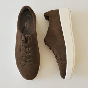 Clarks Collection Layton Sneakers Brown Suede Lace Up Low Top Platform
